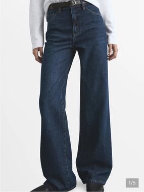 Mango DANILA HIGH-WAISTED WIDE LEG JEAN Dark Blue